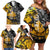 Hip Hop Street Style Family Matching Off Shoulder Short Dress and Hawaiian Shirt Yellow and Black Graffiti and Urban Skull Character Design - Wonder Print Shop