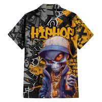 Hip Hop Street Style Family Matching Off Shoulder Short Dress and Hawaiian Shirt Yellow and Black Graffiti and Urban Skull Character Design - Wonder Print Shop