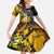 Hip Hop Street Style Family Matching Puletasi and Hawaiian Shirt Yellow and Black Graffiti and Urban Skull Character Design - Wonder Print Shop