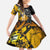 Hip Hop Street Style Family Matching Summer Maxi Dress and Hawaiian Shirt Yellow and Black Graffiti and Urban Skull Character Design - Wonder Print Shop