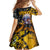 Hip Hop Street Style Family Matching Summer Maxi Dress and Hawaiian Shirt Yellow and Black Graffiti and Urban Skull Character Design - Wonder Print Shop