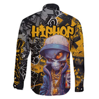 Hip Hop Street Style Family Matching Summer Maxi Dress and Hawaiian Shirt Yellow and Black Graffiti and Urban Skull Character Design - Wonder Print Shop