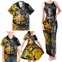 Hip Hop Street Style Family Matching Tank Maxi Dress and Hawaiian Shirt Yellow and Black Graffiti and Urban Skull Character Design - Wonder Print Shop