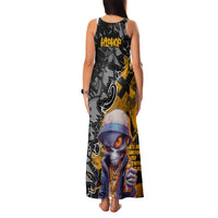Hip Hop Street Style Family Matching Tank Maxi Dress and Hawaiian Shirt Yellow and Black Graffiti and Urban Skull Character Design - Wonder Print Shop