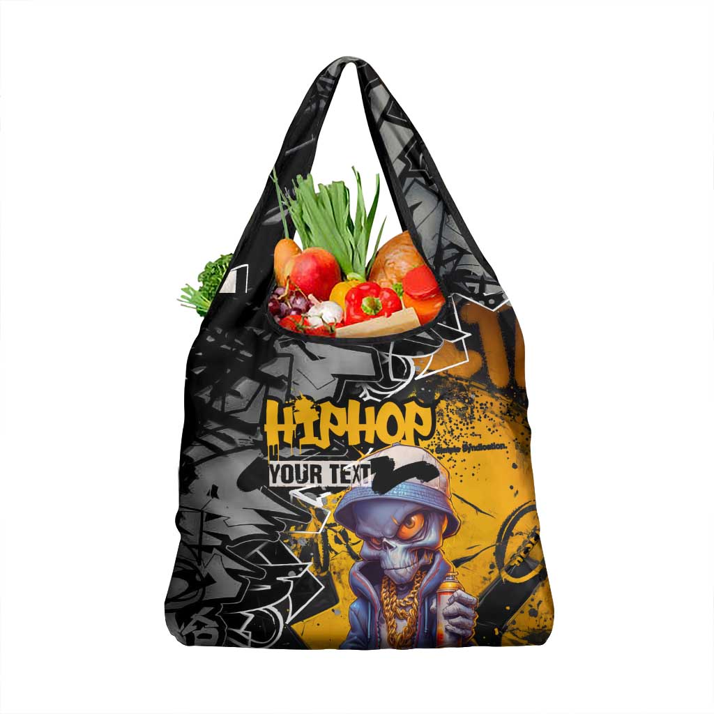Hip Hop Street Style Grocery Bag Yellow and Black Graffiti and Urban Skull Character Design - Wonder Print Shop