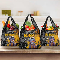 Hip Hop Street Style Grocery Bag Yellow and Black Graffiti and Urban Skull Character Design - Wonder Print Shop