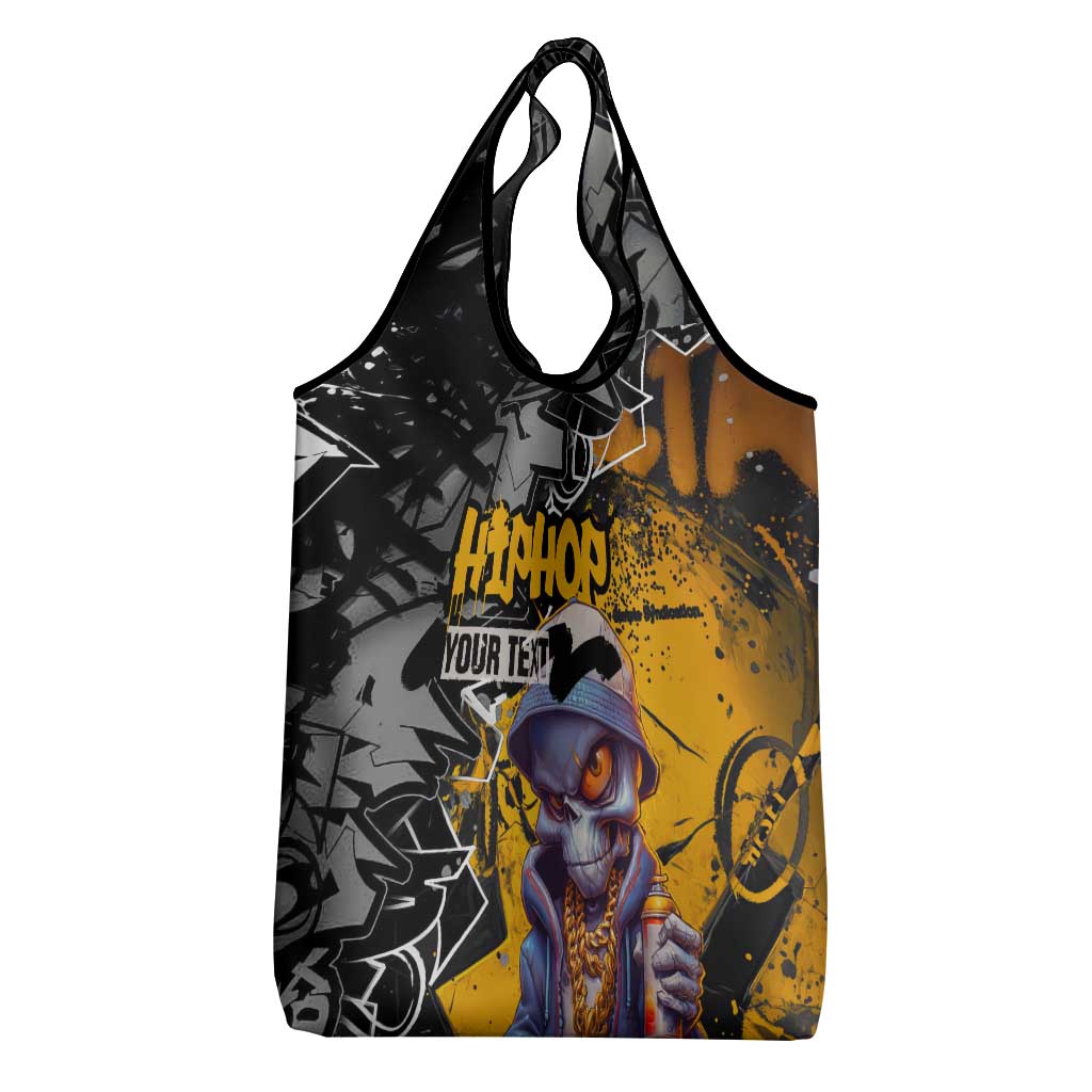 Hip Hop Street Style Grocery Bag Yellow and Black Graffiti and Urban Skull Character Design - Wonder Print Shop