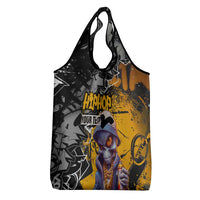 Hip Hop Street Style Grocery Bag Yellow and Black Graffiti and Urban Skull Character Design - Wonder Print Shop