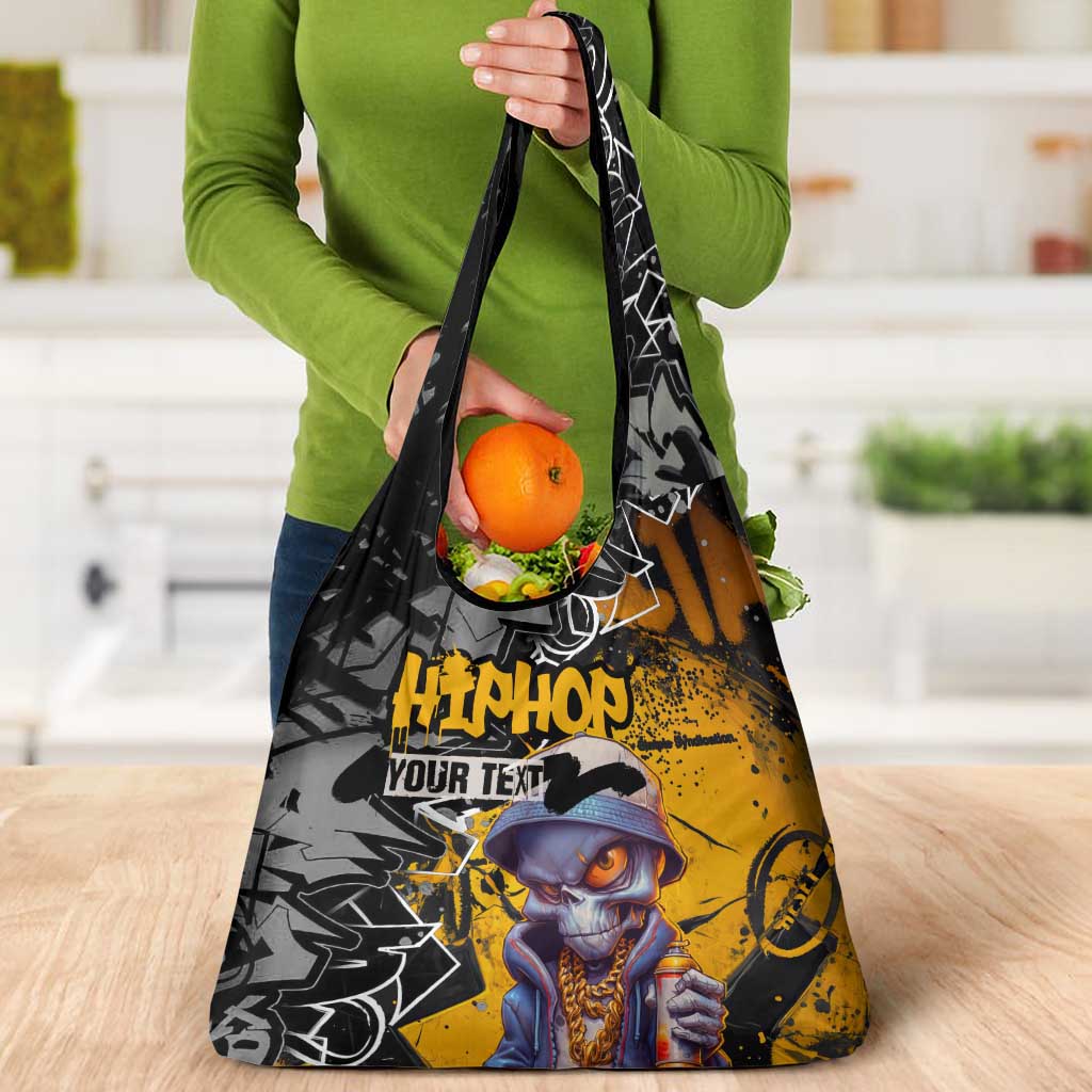 Hip Hop Street Style Grocery Bag Yellow and Black Graffiti and Urban Skull Character Design - Wonder Print Shop