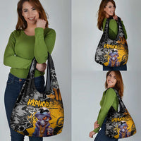 Hip Hop Street Style Grocery Bag Yellow and Black Graffiti and Urban Skull Character Design - Wonder Print Shop