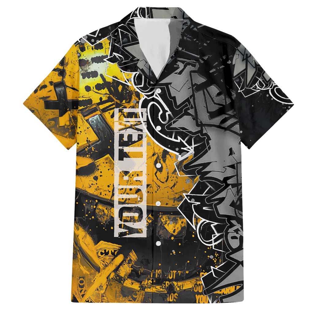 Hip Hop Street Style Hawaiian Shirt Yellow and Black Graffiti and Urban Skull Character Design - Wonder Print Shop