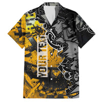 Hip Hop Street Style Hawaiian Shirt Yellow and Black Graffiti and Urban Skull Character Design - Wonder Print Shop
