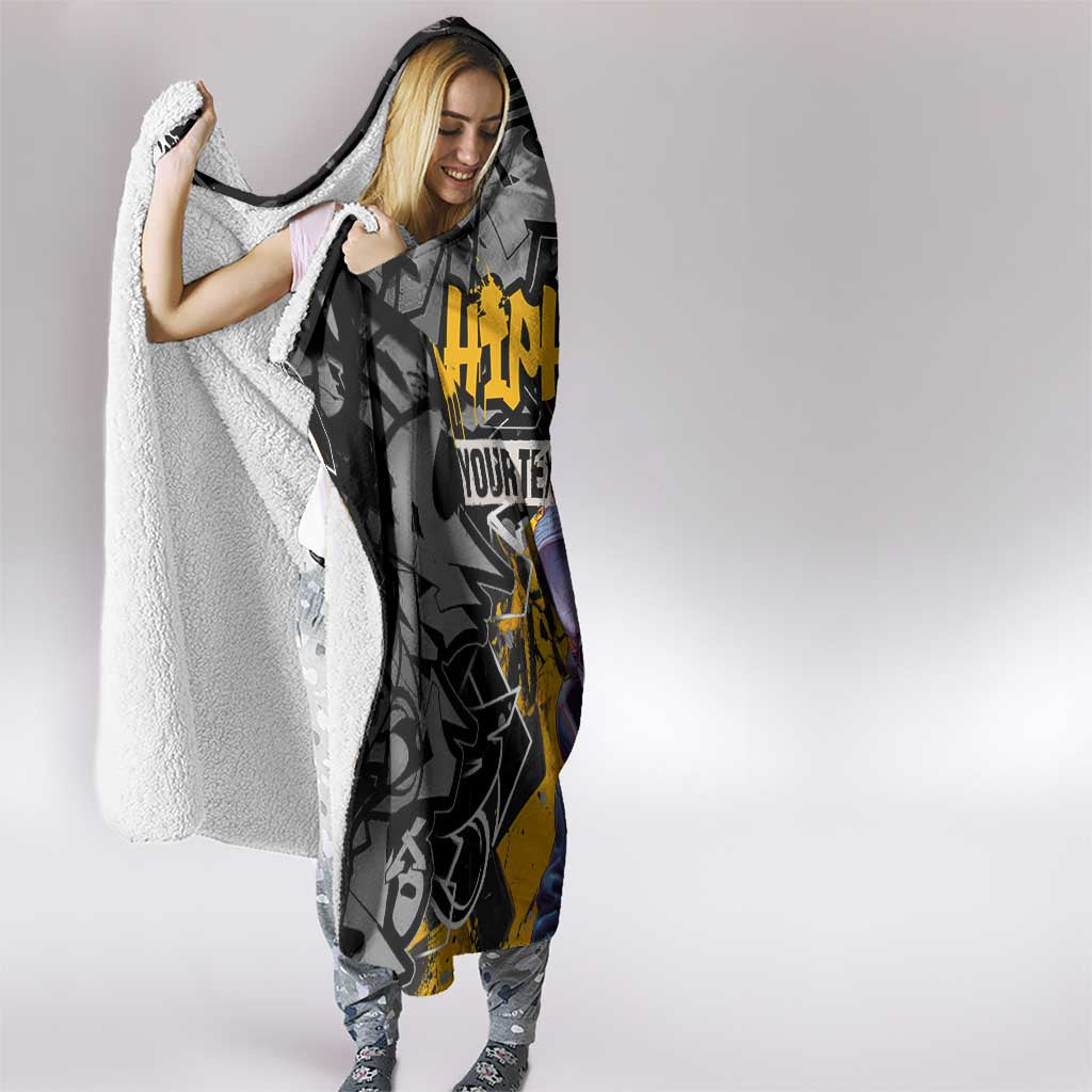Hip Hop Street Style Hooded Blanket Yellow and Black Graffiti and Urban Skull Character Design - Wonder Print Shop