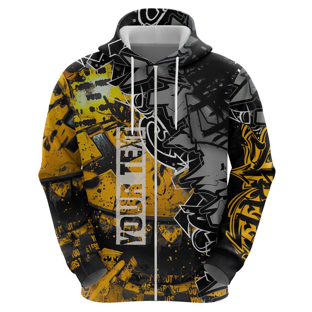 Hip Hop Street Style Hoodie Yellow and Black Graffiti and Urban Skull Character Design - Wonder Print Shop
