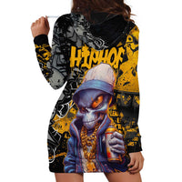 Hip Hop Street Style Hoodie Dress Yellow and Black Graffiti and Urban Skull Character Design - Wonder Print Shop
