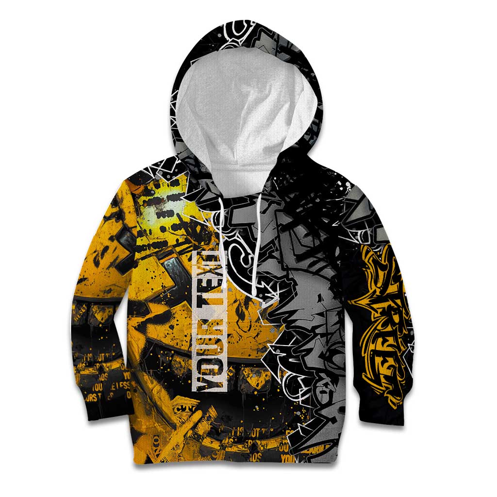 Hip Hop Street Style Kid Hoodie Yellow and Black Graffiti and Urban Skull Character Design - Wonder Print Shop