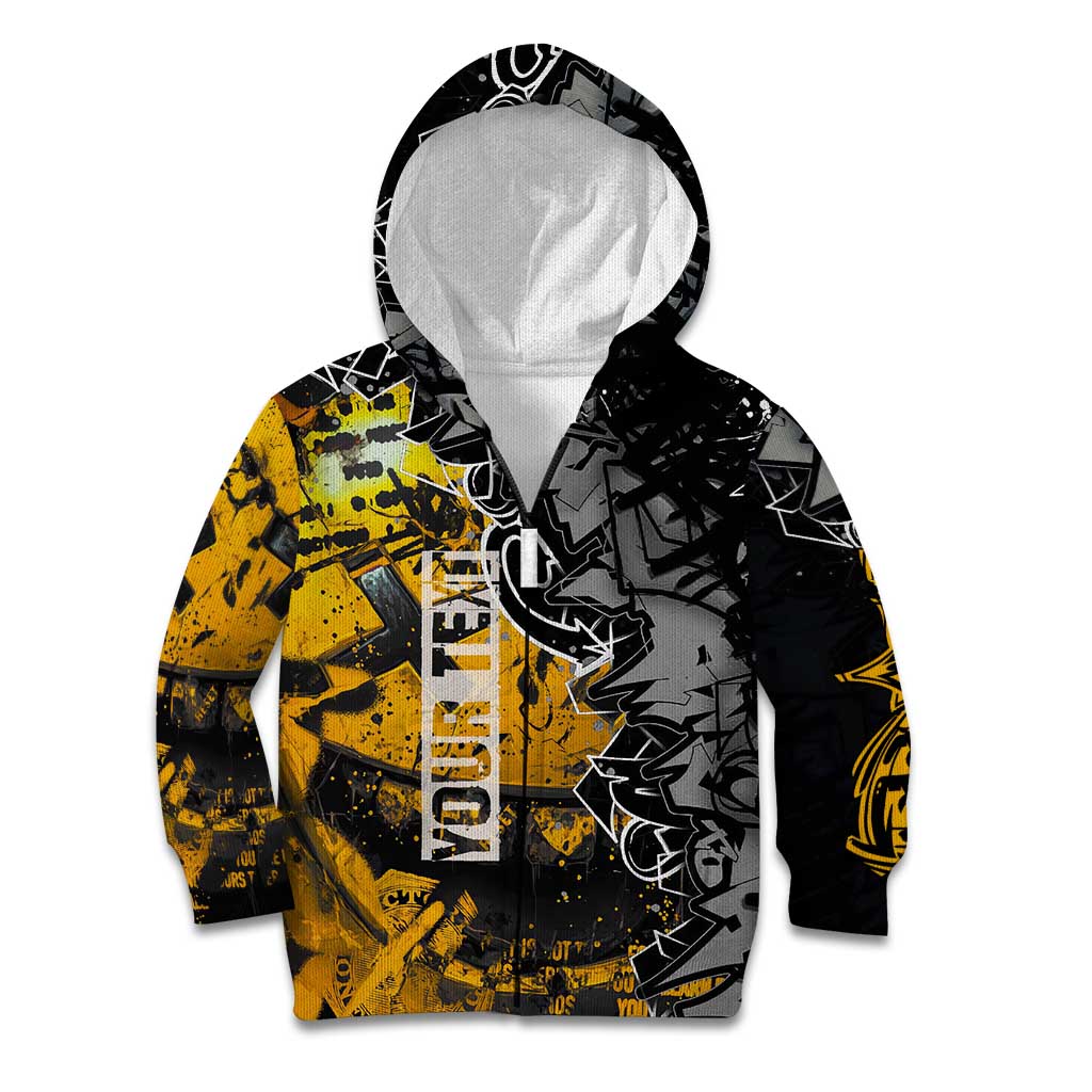 Hip Hop Street Style Kid Hoodie Yellow and Black Graffiti and Urban Skull Character Design - Wonder Print Shop