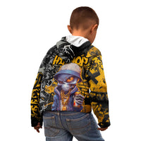 Hip Hop Street Style Kid Hoodie Yellow and Black Graffiti and Urban Skull Character Design - Wonder Print Shop