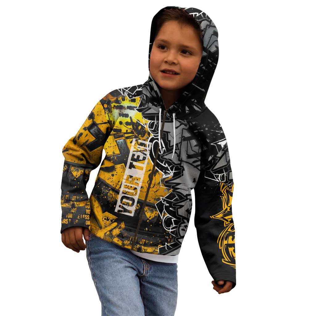 Hip Hop Street Style Kid Hoodie Yellow and Black Graffiti and Urban Skull Character Design - Wonder Print Shop