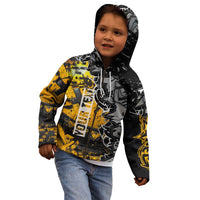 Hip Hop Street Style Kid Hoodie Yellow and Black Graffiti and Urban Skull Character Design - Wonder Print Shop