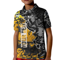 Hip Hop Street Style Kid Polo Shirt Yellow and Black Graffiti and Urban Skull Character Design - Wonder Print Shop