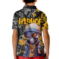 Hip Hop Street Style Kid Polo Shirt Yellow and Black Graffiti and Urban Skull Character Design - Wonder Print Shop