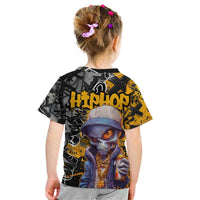 Hip Hop Street Style Kid T Shirt Yellow and Black Graffiti and Urban Skull Character Design - Wonder Print Shop