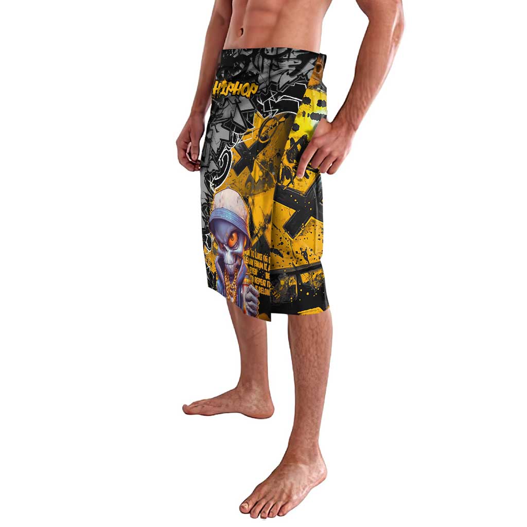Hip Hop Street Style Lavalava Yellow and Black Graffiti and Urban Skull Character Design - Wonder Print Shop