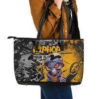 Hip Hop Street Style Leather Tote Bag Yellow and Black Graffiti and Urban Skull Character Design - Wonder Print Shop