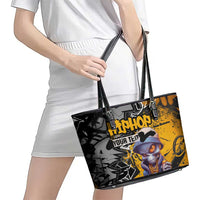 Hip Hop Street Style Leather Tote Bag Yellow and Black Graffiti and Urban Skull Character Design - Wonder Print Shop