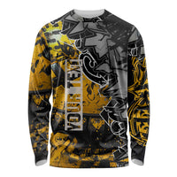 Hip Hop Street Style Long Sleeve Shirt Yellow and Black Graffiti and Urban Skull Character Design - Wonder Print Shop