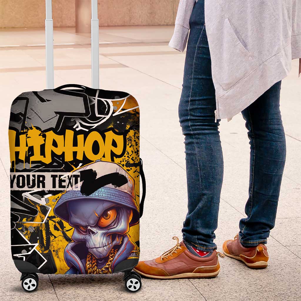 Hip Hop Street Style Luggage Cover Yellow and Black Graffiti and Urban Skull Character Design - Wonder Print Shop