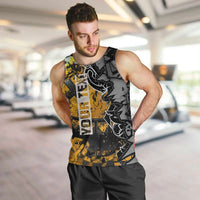 Hip Hop Street Style Men Tank Top Yellow and Black Graffiti and Urban Skull Character Design - Wonder Print Shop