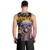 Hip Hop Street Style Men Tank Top Yellow and Black Graffiti and Urban Skull Character Design - Wonder Print Shop