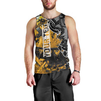 Hip Hop Street Style Men Tank Top Yellow and Black Graffiti and Urban Skull Character Design - Wonder Print Shop
