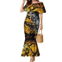 Hip Hop Street Style Mermaid Dress Yellow and Black Graffiti and Urban Skull Character Design - Wonder Print Shop