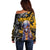 Hip Hop Street Style Off Shoulder Sweater Yellow and Black Graffiti and Urban Skull Character Design - Wonder Print Shop