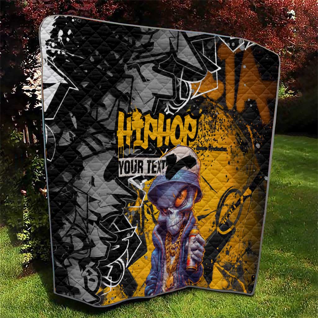 Hip Hop Street Style Quilt Yellow and Black Graffiti and Urban Skull Character Design - Wonder Print Shop
