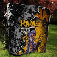 Hip Hop Street Style Quilt Yellow and Black Graffiti and Urban Skull Character Design - Wonder Print Shop
