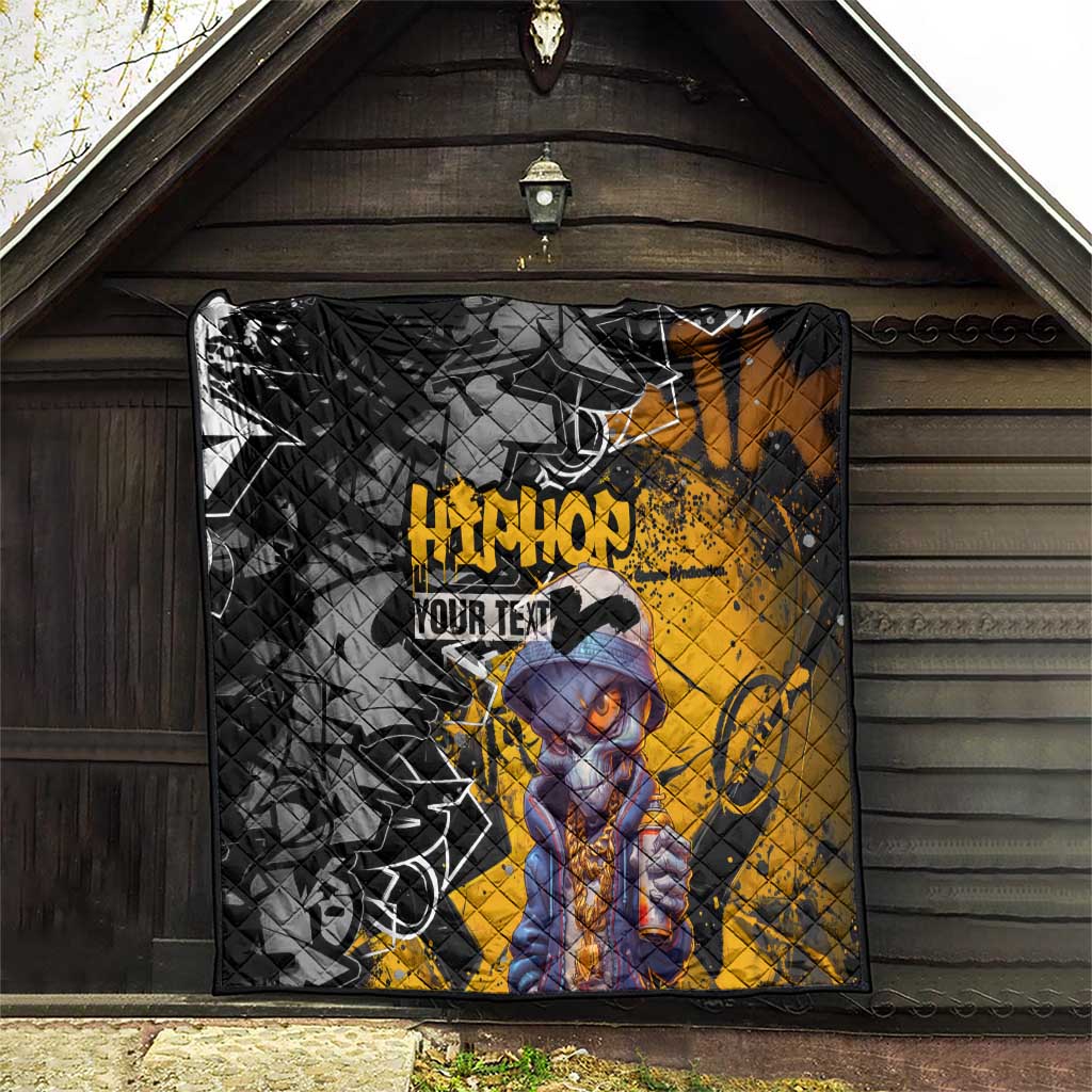 Hip Hop Street Style Quilt Yellow and Black Graffiti and Urban Skull Character Design - Wonder Print Shop