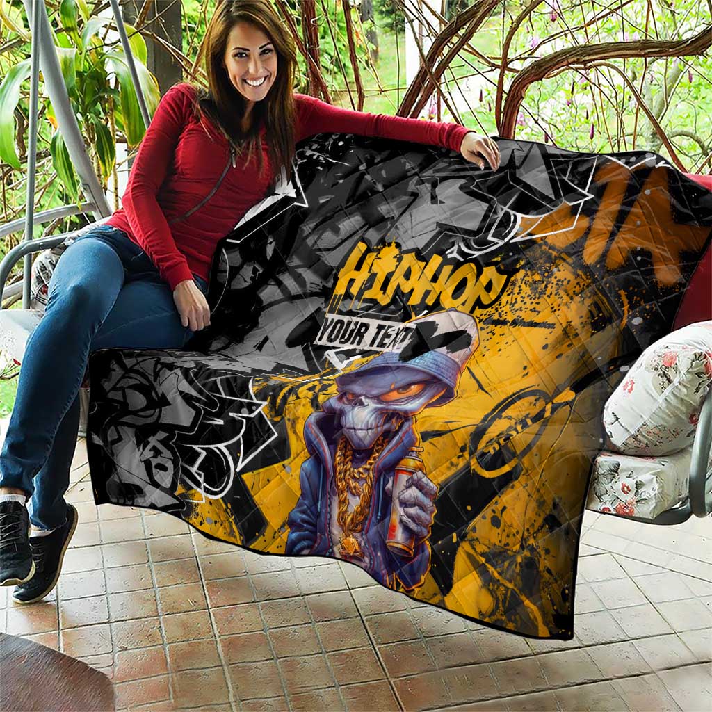 Hip Hop Street Style Quilt Yellow and Black Graffiti and Urban Skull Character Design - Wonder Print Shop