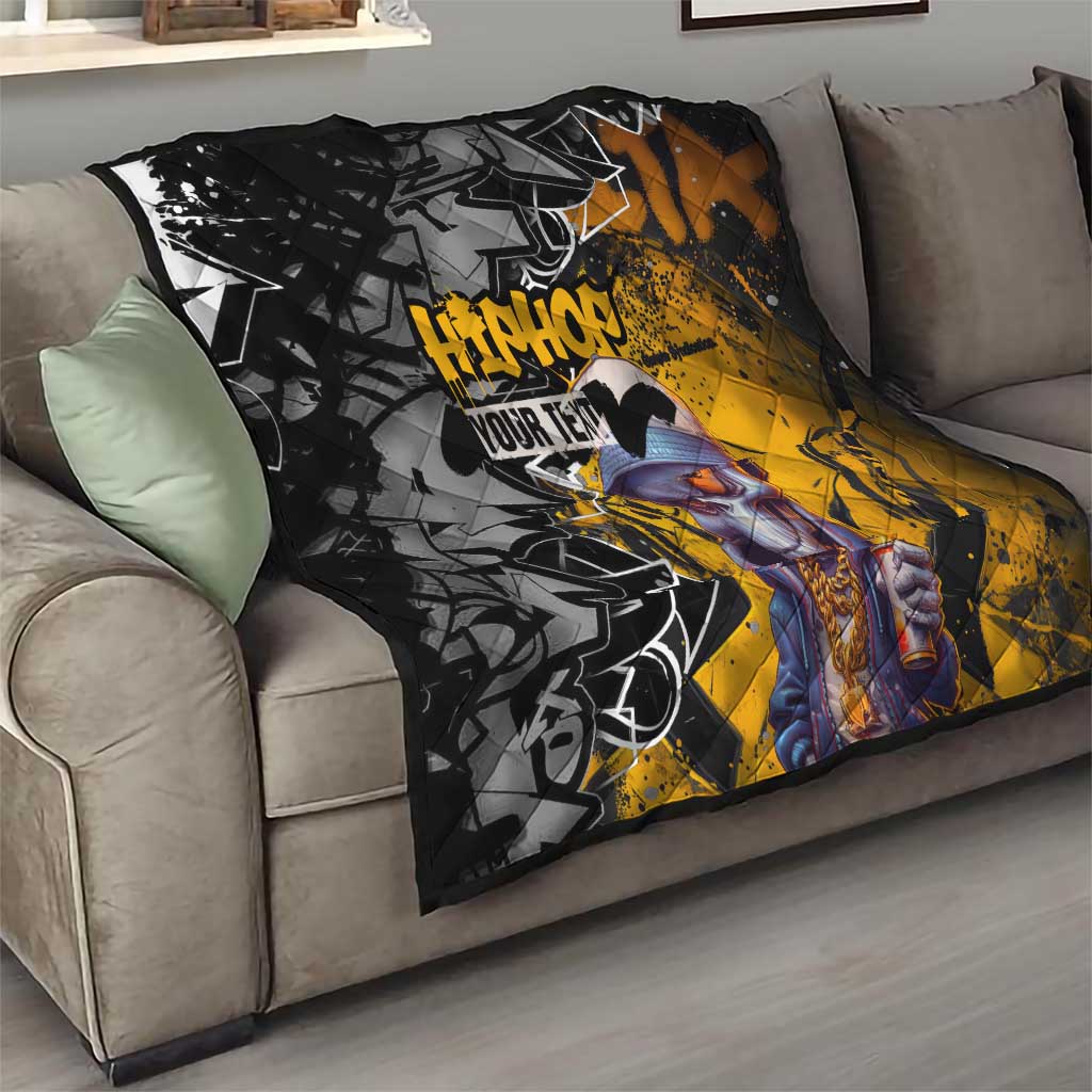 Hip Hop Street Style Quilt Yellow and Black Graffiti and Urban Skull Character Design - Wonder Print Shop