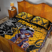 Hip Hop Street Style Quilt Bed Set Yellow and Black Graffiti and Urban Skull Character Design - Wonder Print Shop