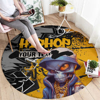 Hip Hop Street Style Round Carpet Yellow and Black Graffiti and Urban Skull Character Design - Wonder Print Shop