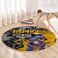 Hip Hop Street Style Round Carpet Yellow and Black Graffiti and Urban Skull Character Design - Wonder Print Shop