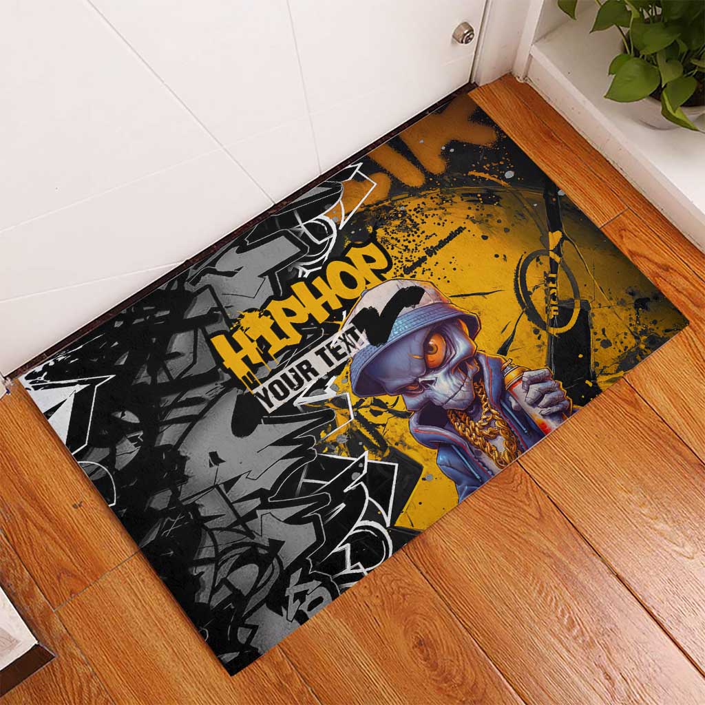 Hip Hop Street Style Rubber Doormat Yellow and Black Graffiti and Urban Skull Character Design - Wonder Print Shop
