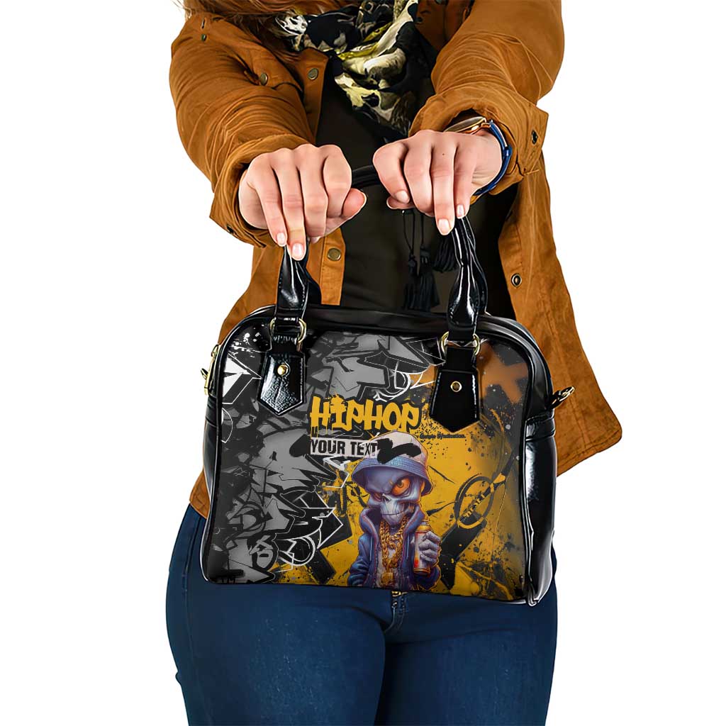 Hip Hop Street Style Shoulder Handbag Yellow and Black Graffiti and Urban Skull Character Design - Wonder Print Shop