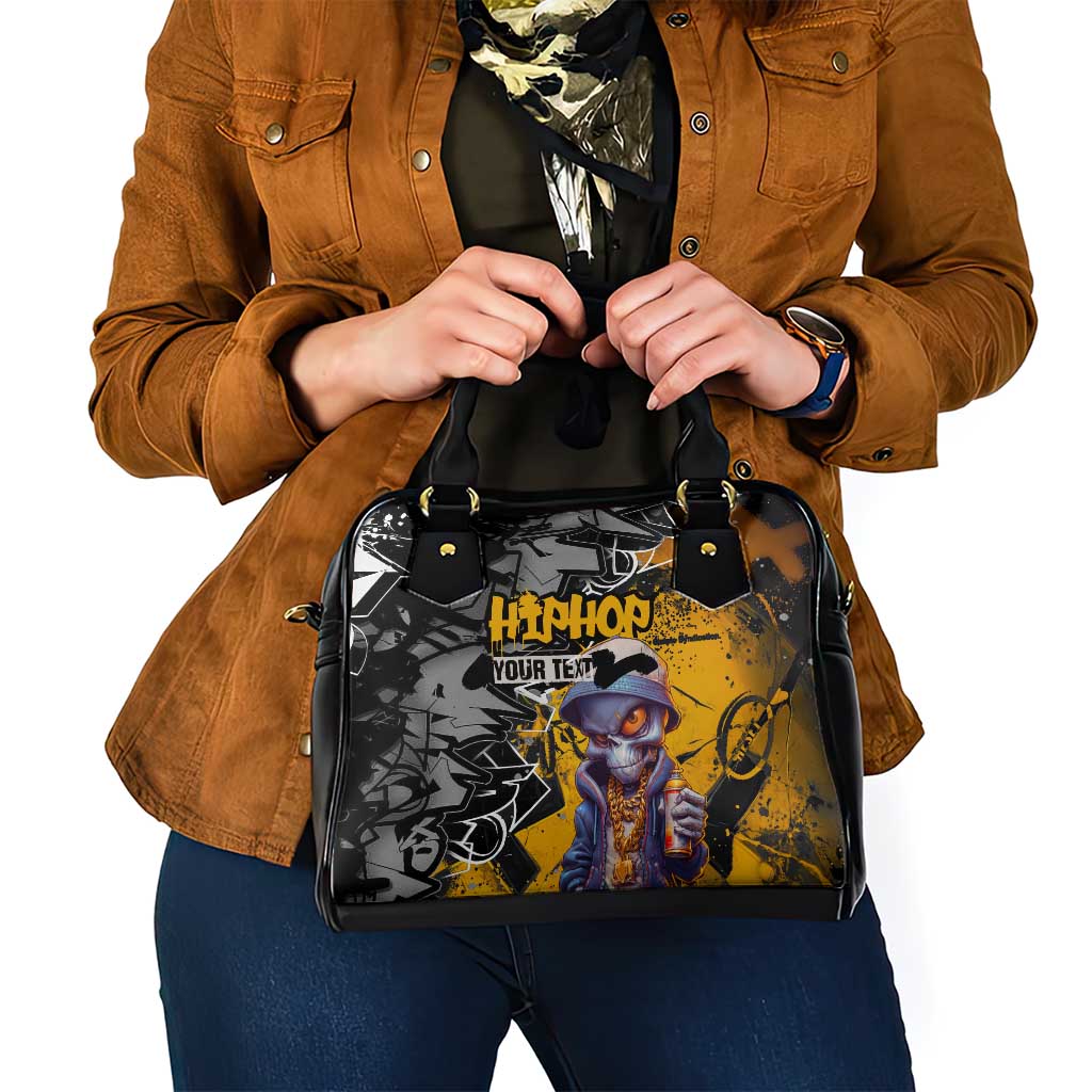 Hip Hop Street Style Shoulder Handbag Yellow and Black Graffiti and Urban Skull Character Design - Wonder Print Shop