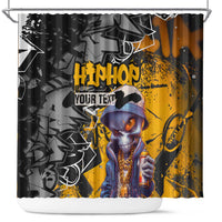Hip Hop Street Style Shower Curtain Yellow and Black Graffiti and Urban Skull Character Design - Wonder Print Shop