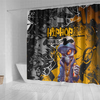 Hip Hop Street Style Shower Curtain Yellow and Black Graffiti and Urban Skull Character Design - Wonder Print Shop